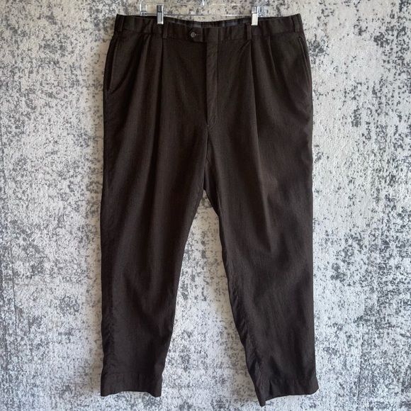 Austin Reed Trousers Mens Size 42 Pants Brown Wool Blend Pleated Casual London - Picture 2 of 10